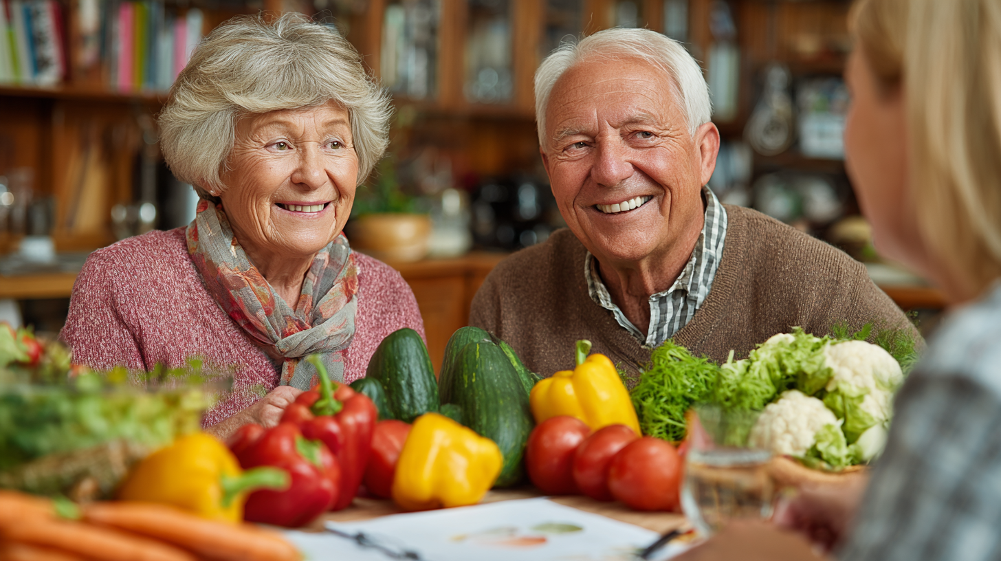 Nutritionist consultând un senior despre planul alimentar personalizat